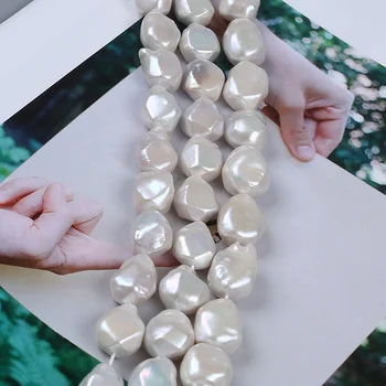 14*19mm Natūralios Baltos spalvos Gėlavandenių rombo Formos Prarasti Perlų Gija Papuošalai Priėmimo