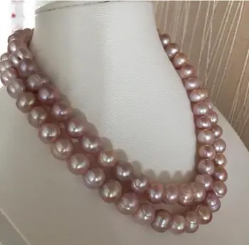 2 eilutės 9-10mm pietų jūros baroko levandų perlų vėrinį 18