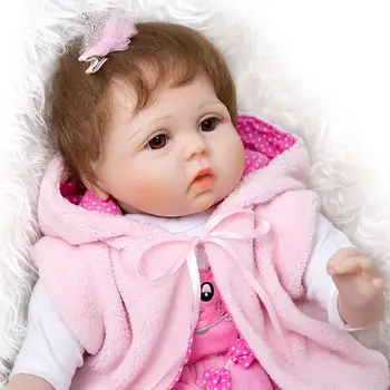 22 colių Pluošto Reborn Baby Doll 55 cm Atgimsta Boneca Minkšto Silikono Vinilo Realus Audinio Organas, Bebe Žaislai vaiko Gimtadienio Dovanos