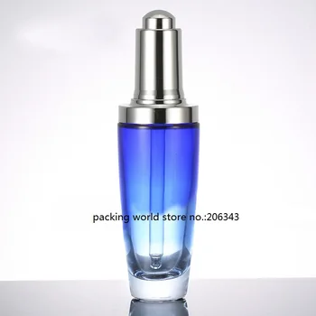 50ml rožinė/žalia/mėlyna/violetinė stiklo butelis su sidabro užkratas, dėl hialurono rūgšties/serumo/esmė/aliejus/balinimo skystis odos priežiūrai