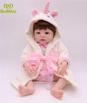 57CM Nekilnojamojo viso Kūno Silikono Bebes Reborn Baby Doll Vonios Žaislų, dovanų Tikroviška Baby Princess mergaitė princesė lėlės poupee atgimsta