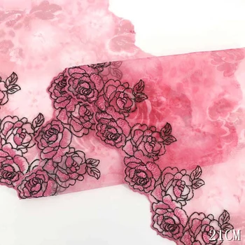 59Yards Rose Flower Pink Akių Siuvinėjimo Nėrinių Papuošimai Suknelė Aksesuarai Nėrinių Audinio Siuvimo Amatai Lėlės Sofa Užuolaidų Medžiaga