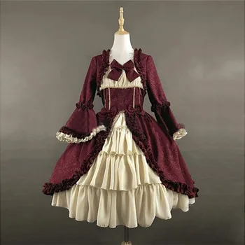 5XL Renesanso Senovinių kvadratinių apykaklės Viduramžių Princesė Dress Helovinas Viktorijos Gothic Lolita Dress Tarnaitė Sluoksnių Suknelė Cosplay