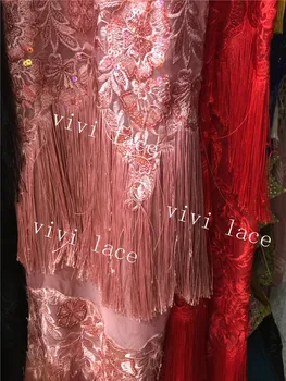 5yards yy2337 purvinas rožinės spalvos kutais china prabangių gėlių siuvinėjimas geriausios kokybės afrikos naujausias tiulio tinklelio nėriniai už pjovimas suknelė