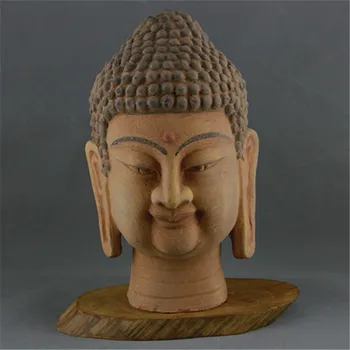 6 Antikvariniai SongDynasty Rankų darbo porceliano skulptūros,Keramikos skulptūra Budos galva,Rankomis dažyti amatų,geriausia kolekcija ir puošmena