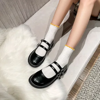 999-2 mažas odos batai moteriška joker Japonijos kolegijos studentai pagrindinio vėjo jk vienodus batus ir suknelę, vieną batų banga restorin