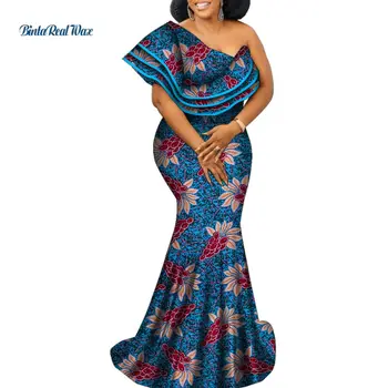Afrikos Spausdinti Suknelės Moterims heidi bazin Riche Kelių Sluoksnis Bodycone Suknelė Vestidos Tradicinių Lady Šalis Afrikos Drabužių WY9193