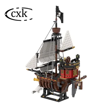 Aukštųjų Technologijų Piratų Serijos SS-53448 Dangaus Piratai, Skeletas Laivo Plytų Kūrybos Idealus Modelis, Statyba Blokai Žaislai Vaikams Dovanos