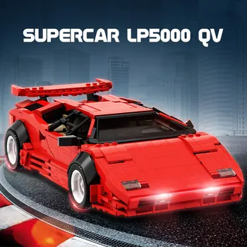 Aukštųjų technologijų Plytų Countach LP5000 QV-Raudona Hypercar Super Automobilių Lenktynių Blokai Klasikinis Modelis Žaislai, Gimtadienio Dovanos SS -57779