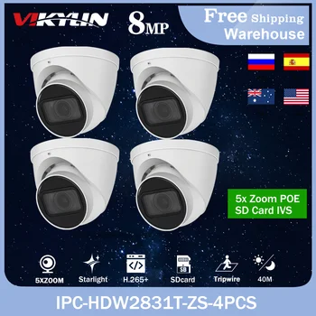 Dahua OEM 8MP IP vaizdo Kamera IPC-HDW2831T-ZS 4K Mini POE 5X Zoom H265+ IR 40m IP67 VAIZDO Žvaigždės Namuose＆Lauko Vaizdo Dome Kameros 4PCS