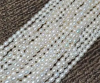 Didmeninė 10 Sruogų Prarasti Perlai 6mm Natūralių Ryžių, Baltos spalvos Gėlavandenių Dirbtiniu būdu išauginti Prarasti Perlas 