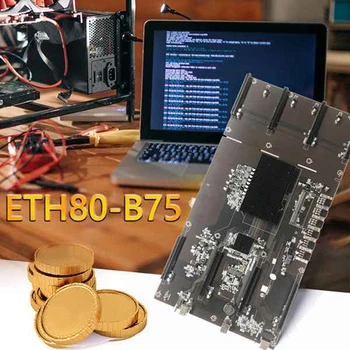 ETH80 B75 BTC Kasybos Plokštė+I3 2100 CPU 8XPCIE 16X LGA1155 DDR3 Paramos 1660 2070 3090 RX580 Grafika Kortelės