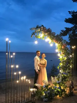 Gėlių rėmo stovėti fonas vestuvių decora arch LED šviesos Metalo takas stovėti Vestuvių fonas