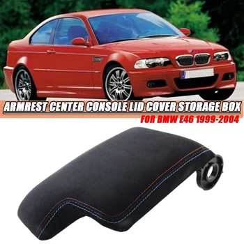 Juoda Alcantara Porankiu Box Konsolė Dangteliu Dangtelis Laikymo Dėžutė BMW E46 3 Serijos 1999-2004 m.