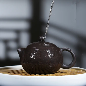 Kinų simbolių graviruotas nekilnojamojo yixing zisha black galaxy molio arbatos puodą pažymėtas rankų darbo xishi puodą arbatos autentiškas originalus rūdos