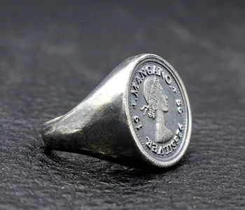 Kūrybinės Europos ir Amerikos monetų vienas paprastas žiedas 925 sterlingas sidabro monetų retro asmenybė Tailando sidabro žiedas