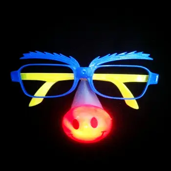 Led šviesos klounas akinius žaislas didelis nosies praktinių Anekdotai vaikams helovinas šalis žaislas Led žėrintis pusę veido akiniai prop F20173589