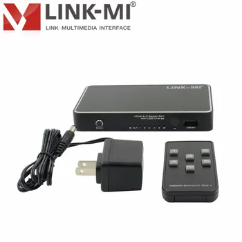 LINK-MI 2.0H501 HDMI Switcher 5x1 4Kx2K@60Hz su ir SPINDULIŲ Kontrolės ir powered USB 7.1 CH 5 in1 out HDMI Jungiklis