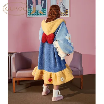 Mielas Animacinių Filmų Princesė Pajama Moterų Nešiojami Šilta Antklodė Rankovės Sleepwear Prarasti Nightsuits Moteris