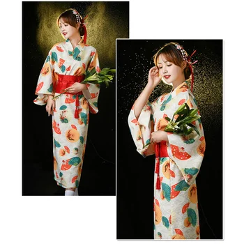 Moterų Japonų Kimono Yukata Tradicinis Mergaičių Street Wear Derliaus Ilga Suknelė Mados Šalis, Anime Cosplay Kostiumai, Ventiliatorius Spausdinti