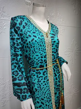 Musulmonų Mados Suknelė, Hijab Dubajus Abaja Turkija Leopardas Spausdinti Afrikos Suknelės Moterims arabų Kaftan Abayas Islamas Djellaba Femme