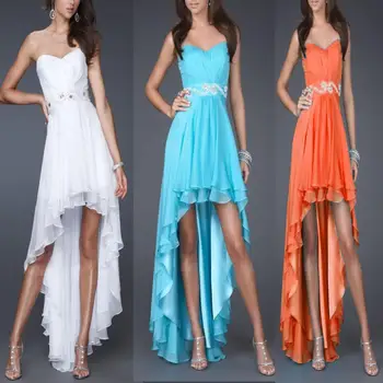 Nemokamas pristatymas 2016 m. naujo dizaino karšto pardavėjas pasirinktinis dydis/spalva High-Low Stiliaus Karoliukai brangioji perlai Šifono Suknelė Pamergės Suknelė
