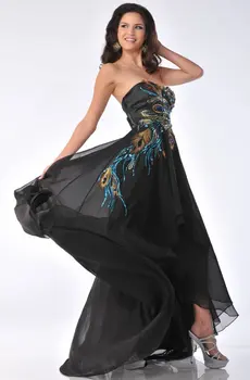 Nemokamas pristatymas dizaino pasirinktinis dydis/spalva paplūdimio Aplikacijos brangioji povas Juoda Ilgai Prom šifono šalis Suknelė bridesmaid Suknelę