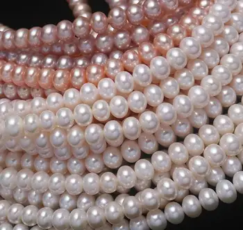 Papuošalai Aukštos kokybės natūralių gėlavandenių perlų vėrinį pusfabrikačių 8-9mm butas turas stiprios šviesos nepriekaištinga prarasti granulių