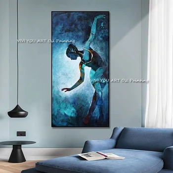 Pardavimo Mėlyna Mergaitė Vandens Paslaptis Sienos Meno Baleto Handpainted Cuadro Šiuolaikinės abstrakčiosios Tapybos Sienos Nuotraukas, už Kambarį