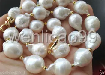 Pardavimo Papuošalai>>>Gražus 13-18mm balta baroko keshi atgimsta Gėlavandenių perlų vėrinį 18