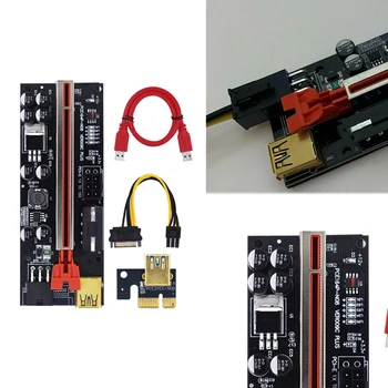 PCIE Riser Card VER009C PLUS PCI-E Riser 1X Iki 16X PCI Express Adapter Kortelių Su USB3.0 SATA Maitinimo Kabelis 15Pin