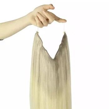 POPUKAR Halo Plaukų priauginimas Platinum Blonde Balayage Vienas Gabalas Visa Galva Nematomas Remy Halo Pratęsimo Moteris