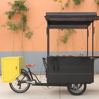 T04C Pedalą ir elektros tipas mobiliojo lauko kavos dviratis greito maisto krepšelį, su vandens kriaukle kavos triratis dviratis, skirtas parduoti
