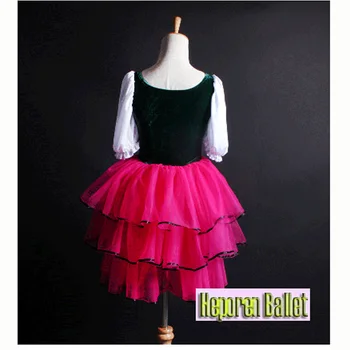 Tamsiai Žalia Viršų Raudona ispanijos Klasikinio Baleto Šokių Suknelė Suaugusiųjų ar Vaikų,Geriausia Pardavimo Ruožas Gražus Flamenko Baletas Suknelė